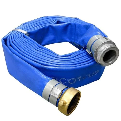1-1/2" PVC Blue Pre-Coupled Lay Flat Discharge Hose 25'