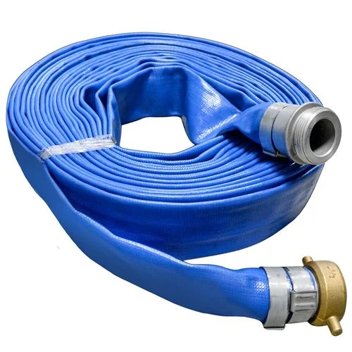 1-1/2" PVC Blue Pre-Coupled Lay Flat Discharge Hose 50'
