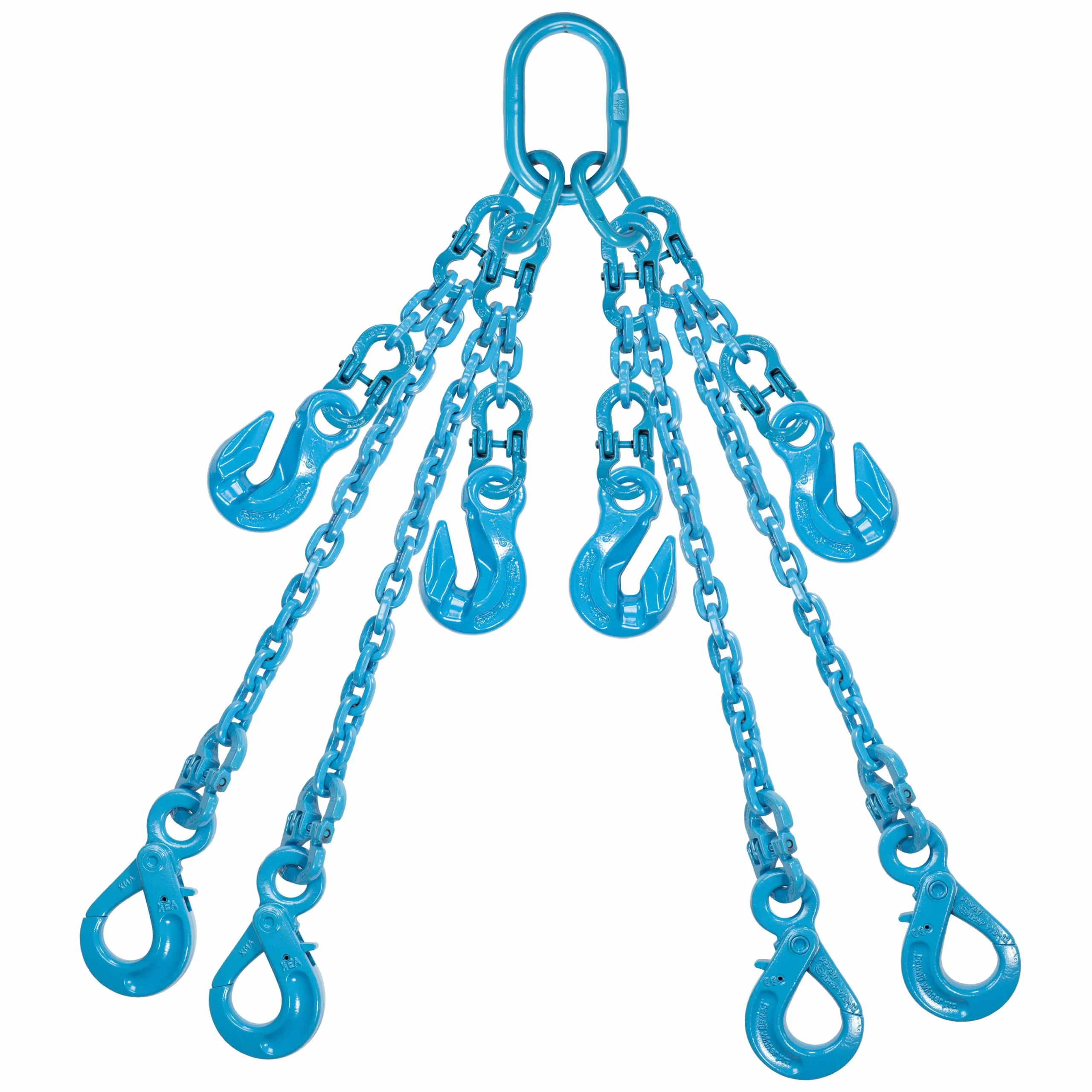 1/2" x 15' PewagAdjustable 4 Leg Chain Sling w/ Self-Locking Hooks - Grade 120
