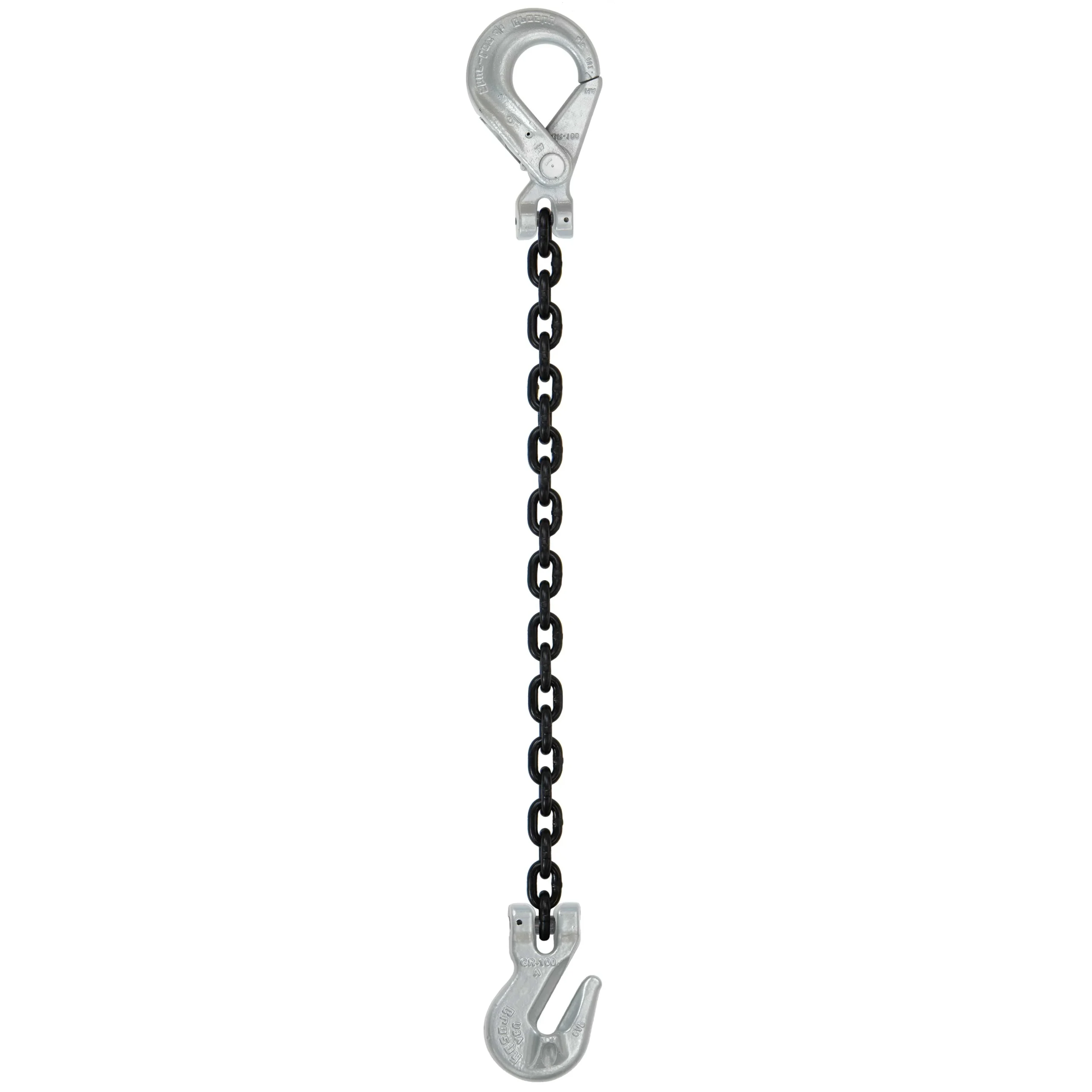 1/2" x 16' Domestic Single Leg Chain Sling with Crosby Grab & Self-Locking Hooks - Grade 100