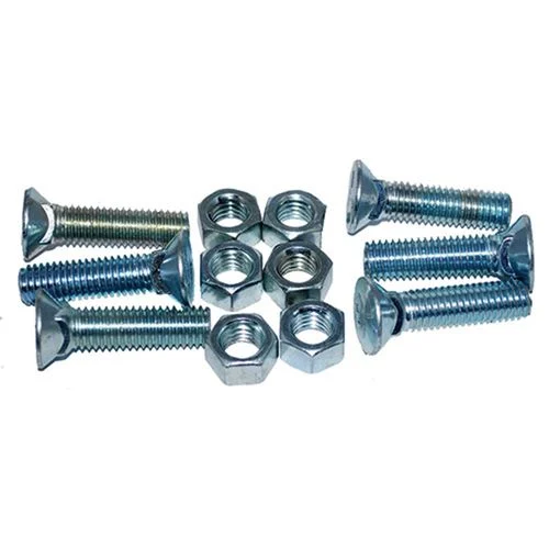 1/2" x 2" #3 Head Plow Bolt w/Nut Zinc Plated (6 Per Pack)