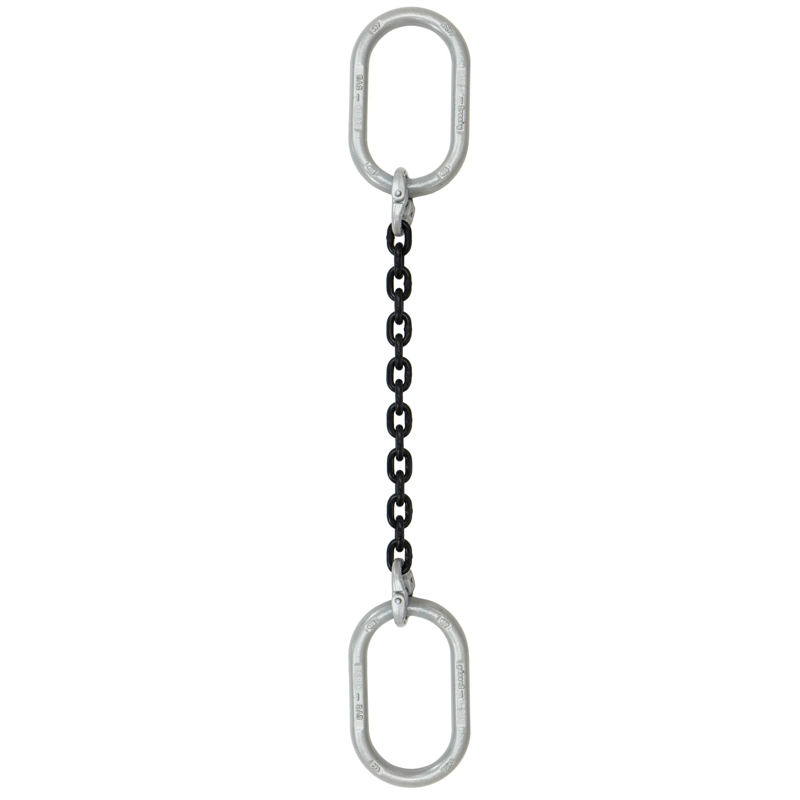 1/2" x 20' Domestic Single Leg Chain Sling with Crosby Oblong Master Links- Grade 100