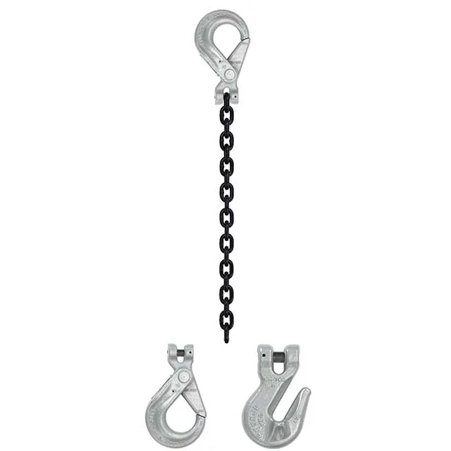1/2" x 3' Domestic Single Leg Chain Sling with Crosby Grab & Self-Locking Hooks - Grade 100
