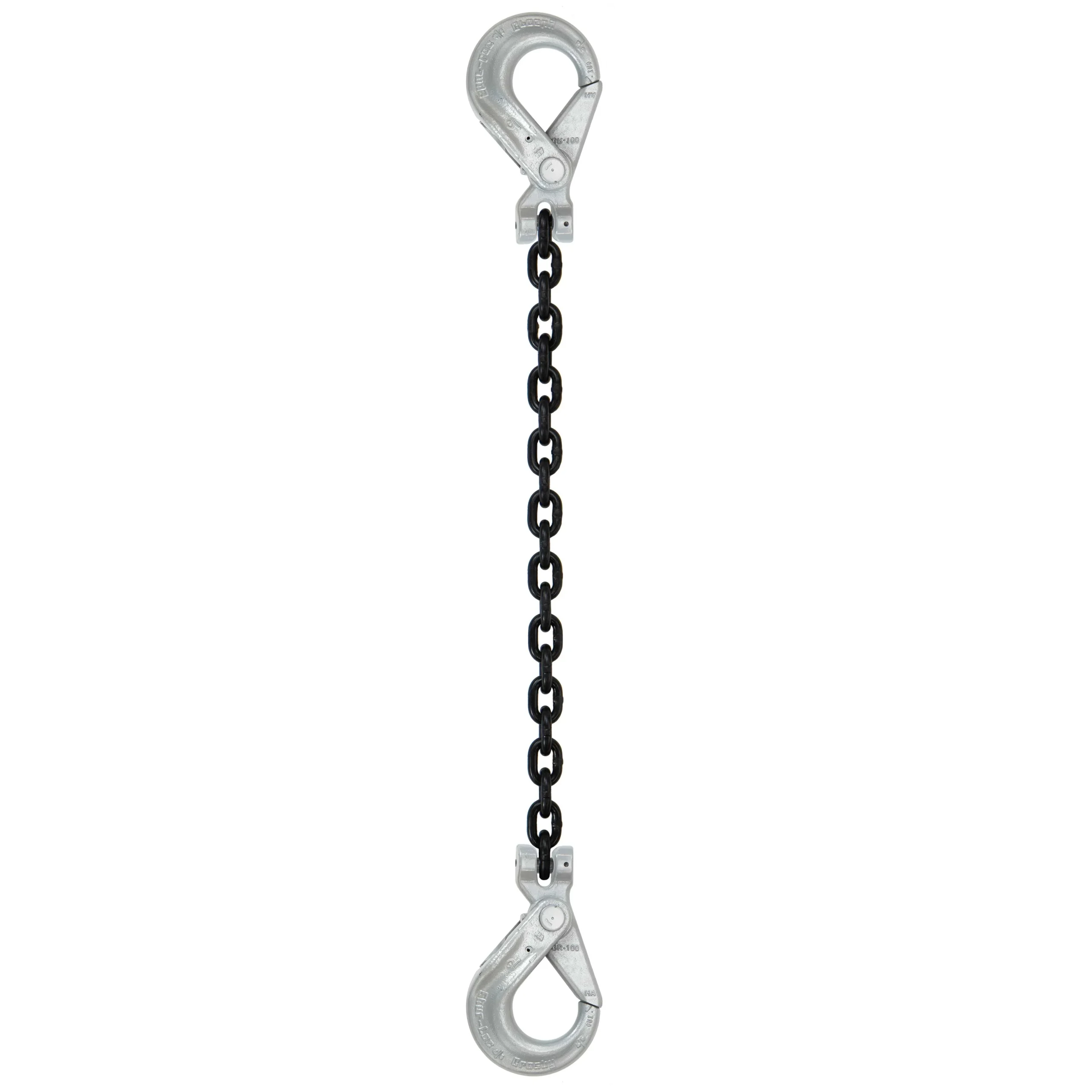 1/2" x 3' Domestic Single Leg Chain Sling with Crosby Self-Locking & Self-Locking Hooks - Grade 100