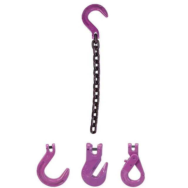 1/2" x 3' Single Leg Chain Sling w/ Grab & Foundry Hooks - Grade 100