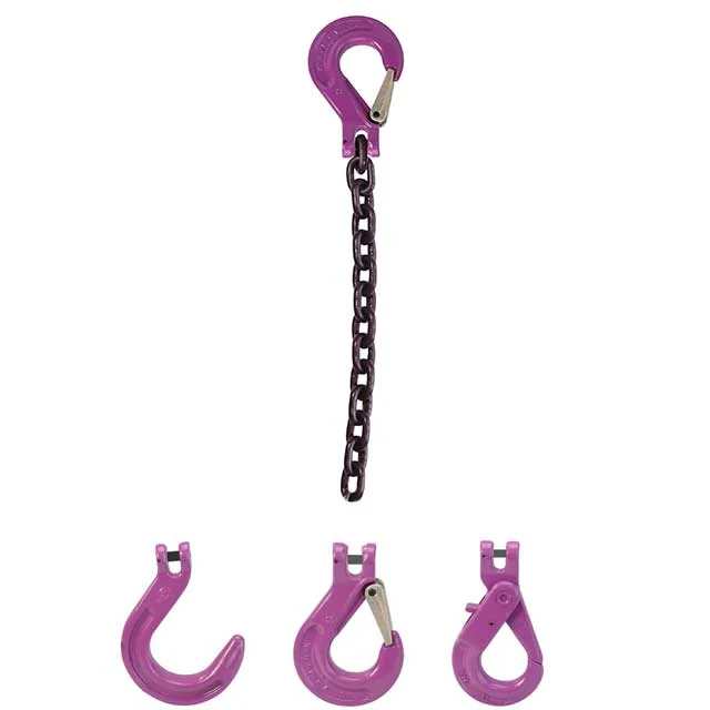 1/2" x 3' Single Leg Chain Sling w/ Sling & Foundry Hooks - Grade 100