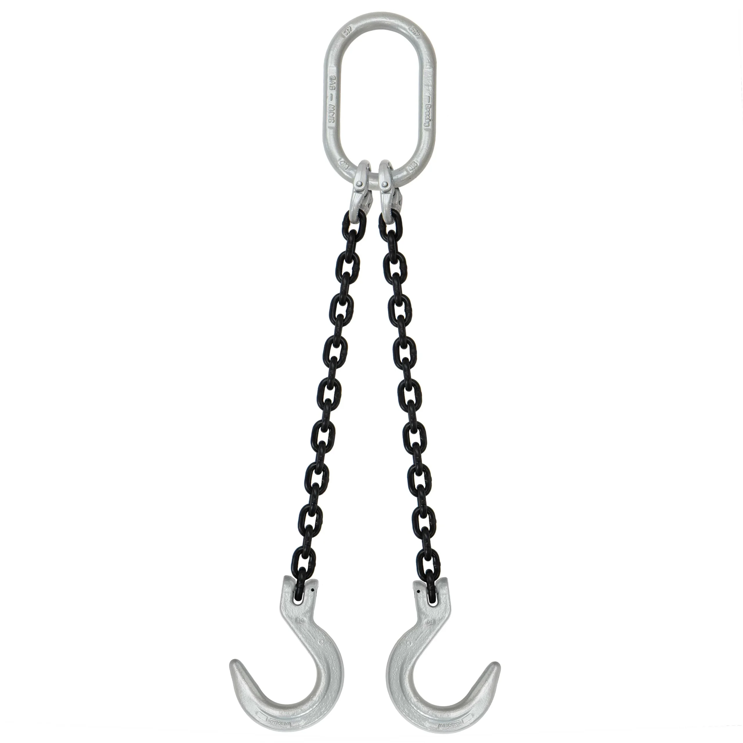 1/2" x 8' Domestic 2 Leg Chain Sling with Crosby Foundry Hooks - Grade 100