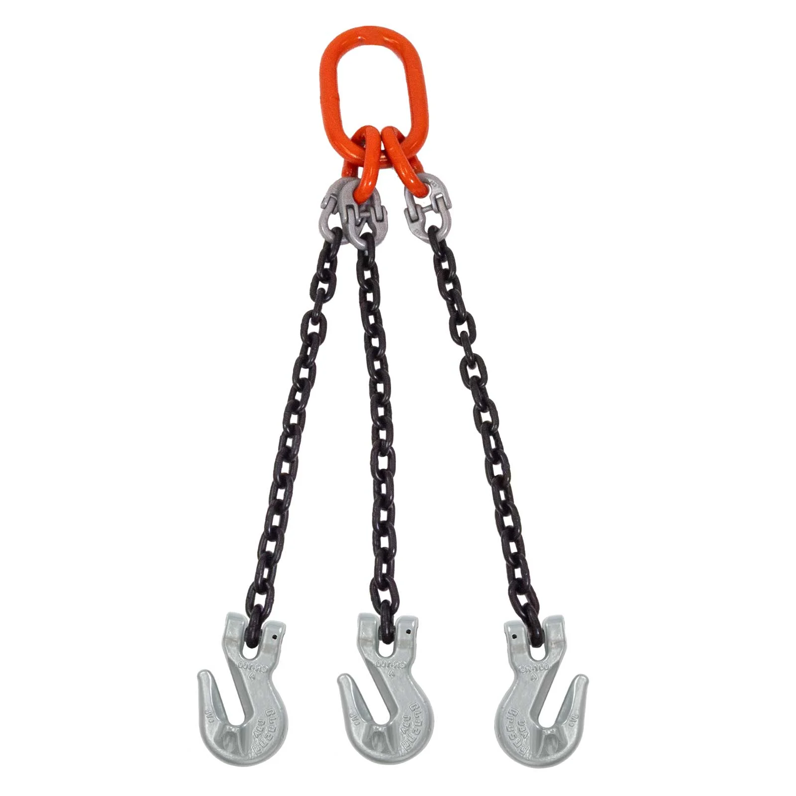1/2" x 8' Domestic 3 Leg Chain Sling with Crosby Grab Hooks - Grade 100