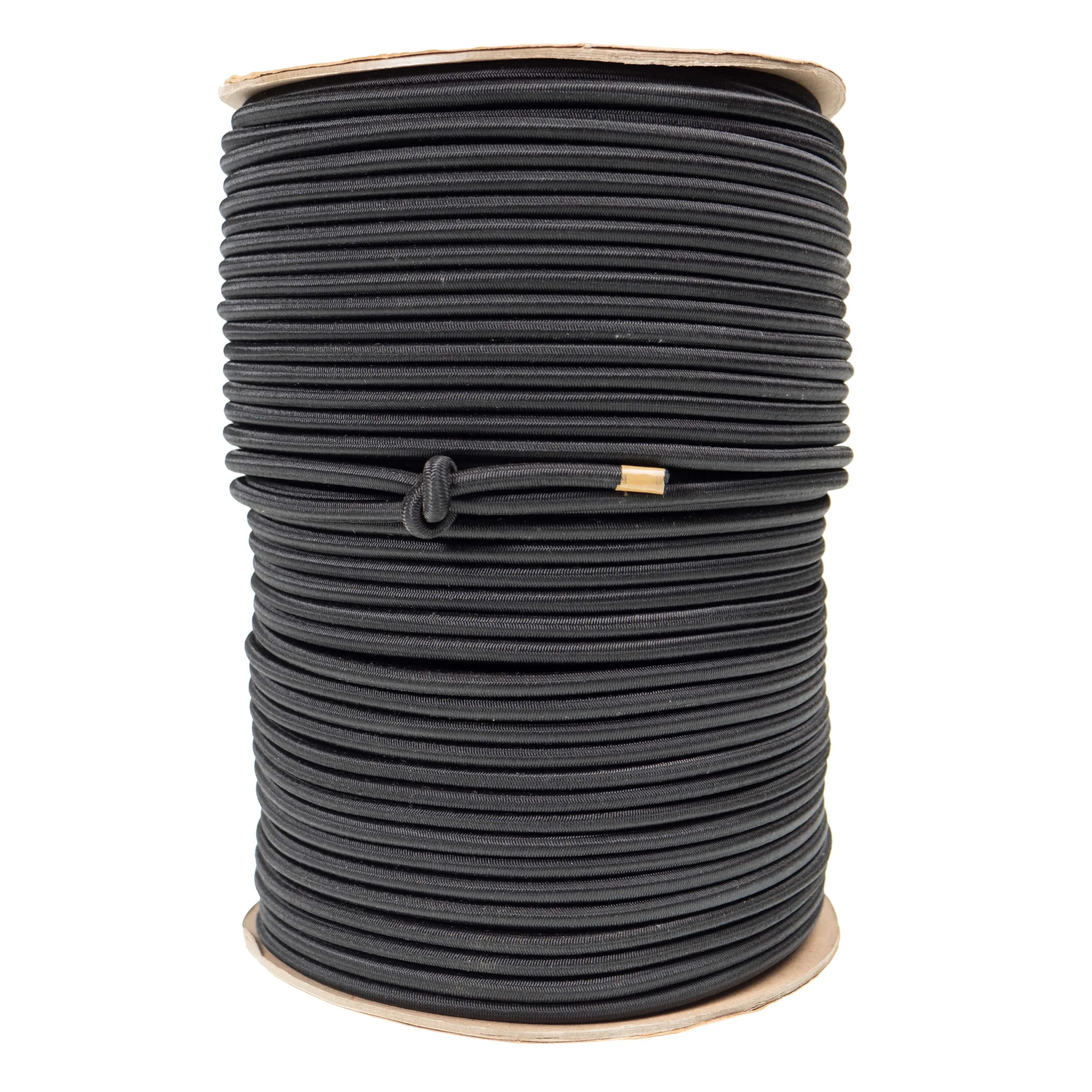 1/4''-6mm Black Polyester Shock Cord - Spool (500')