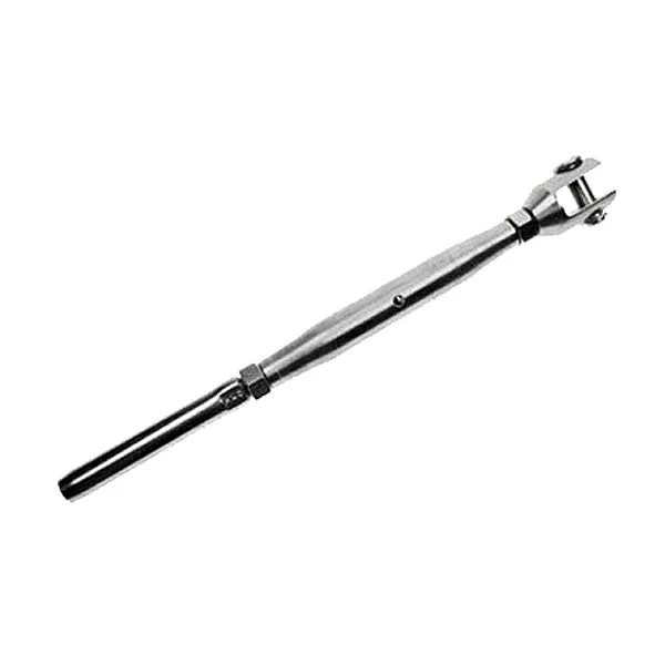 1/4" x 3-3/4" Machined Fork/Swage Stud Stainless Steel Turnbuckle | 1/8" Cable