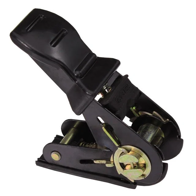 1" Black Rubber Handle Ratchet Buckles - 1,500 lbs. BS