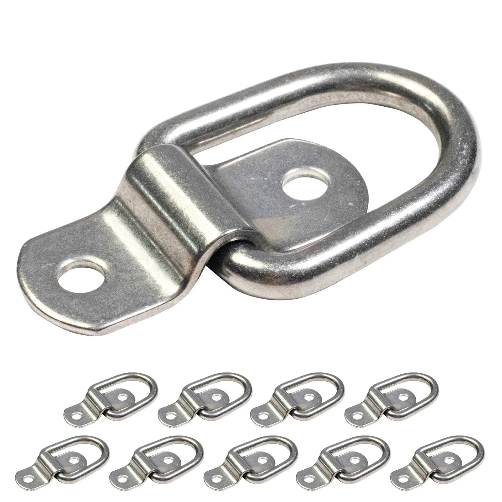 1" Bolt-On D-Ring with Mounting Bracket - 316 Stainless - 800 lbs. BS | 10-Pack