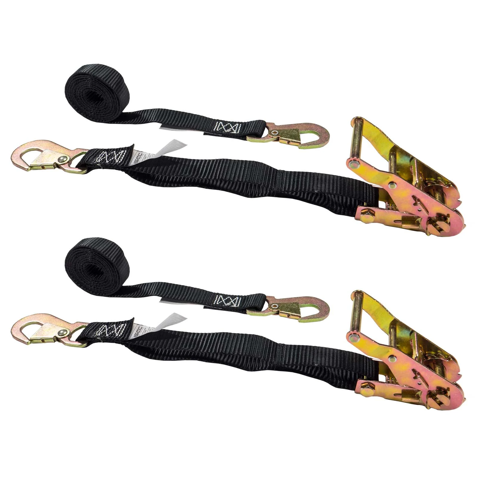 1" x 6' Ratchet Strap w/ Flat Snap Hooks | 2-Pack