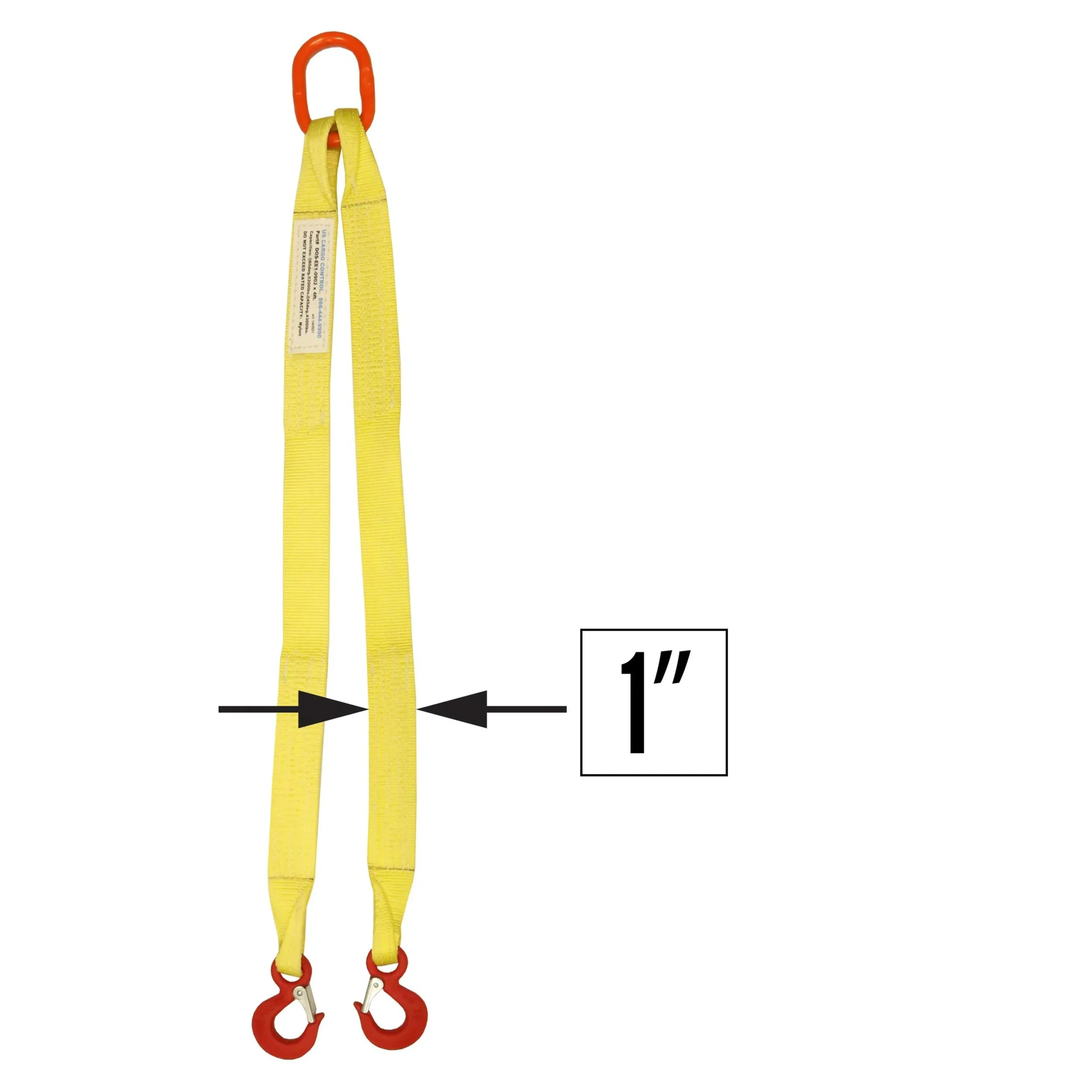 1"x12' (2 ply) Double Leg Nylon Sling w/ Master Link & Sling Hook