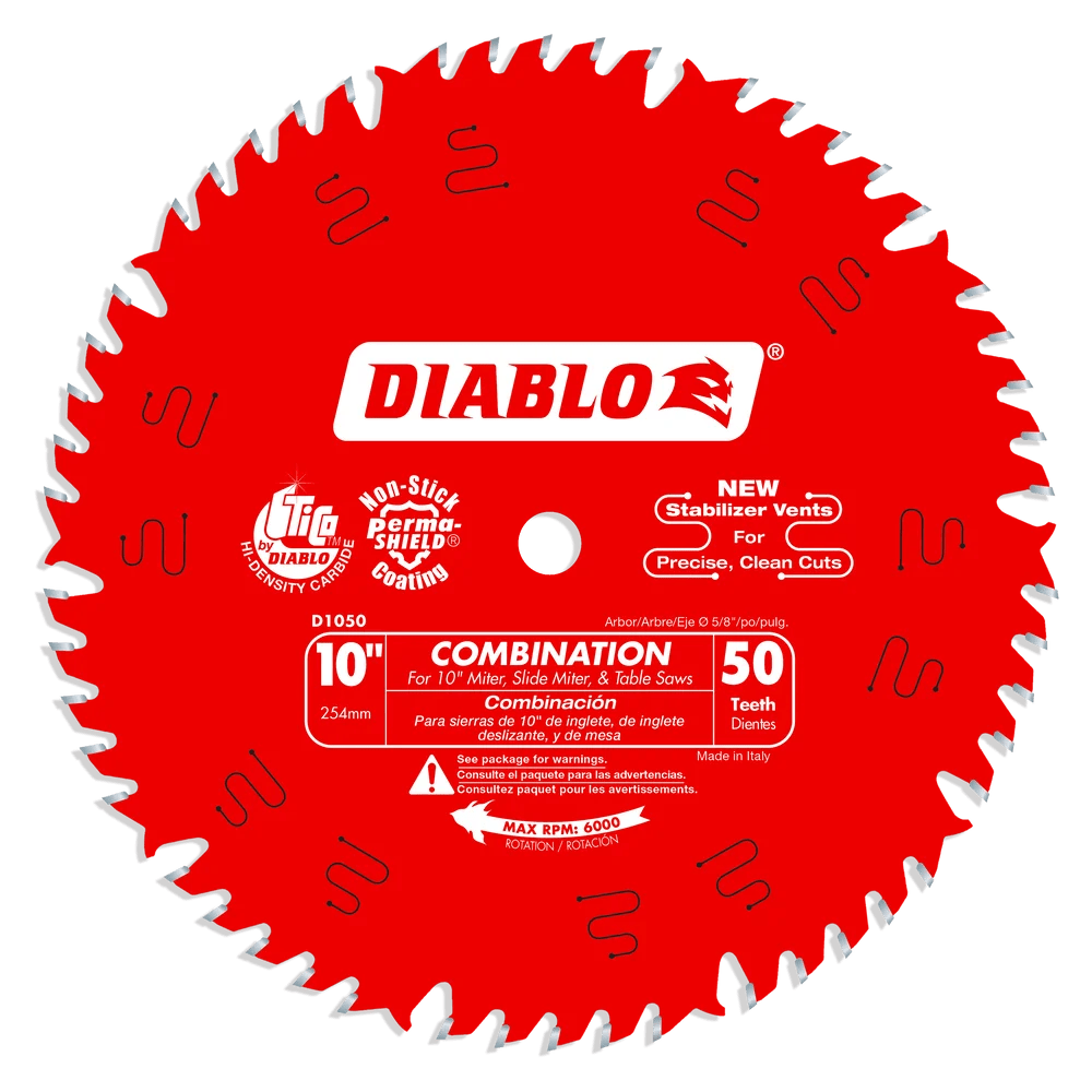10 in. x 50 Tooth Combination Saw Blade - 6 per Unit