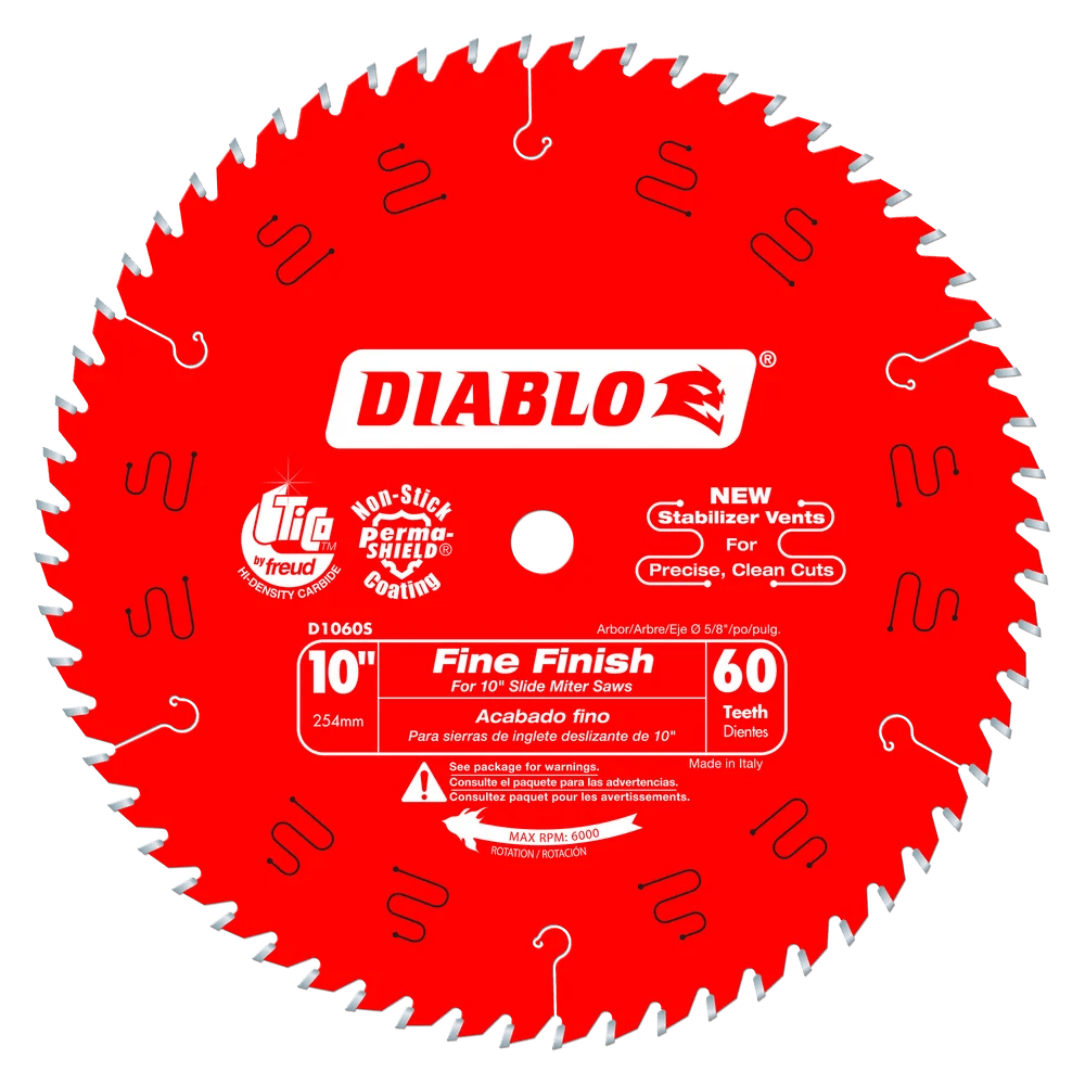 10 in. x 60 Tooth Fine Finish Slide Miter Saw Blade - 5 per Order