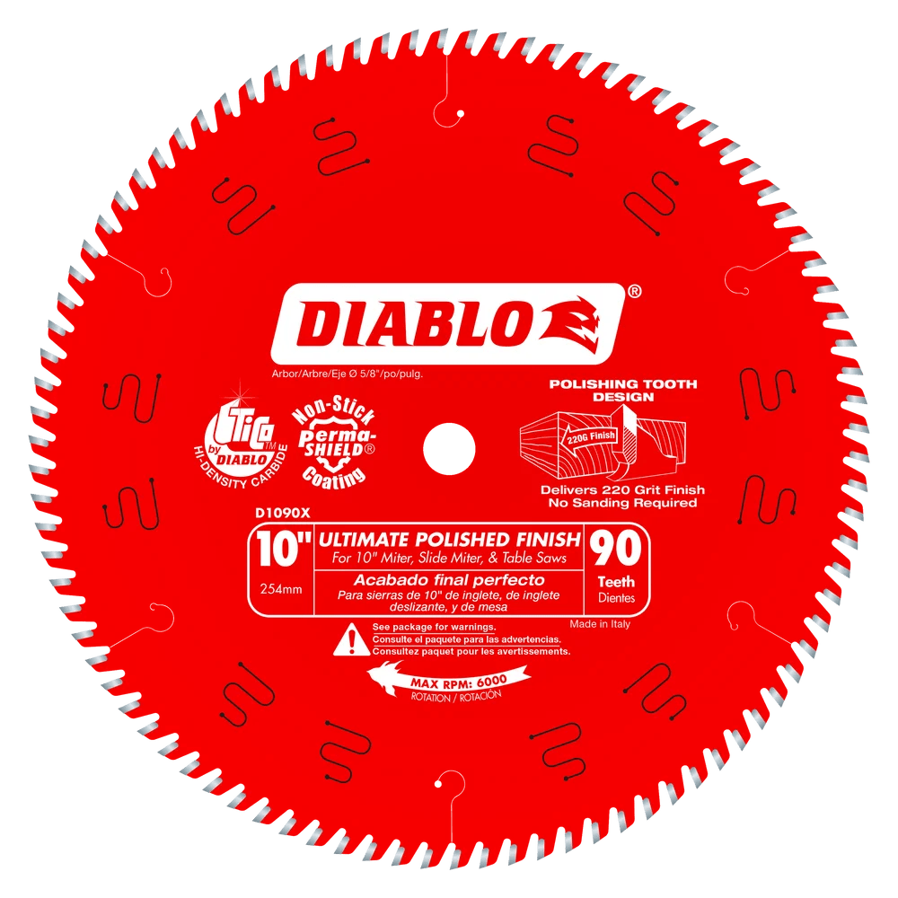 10 in. x 90 Tooth Ultimate Polished Finish Saw Blade - 4 per Order