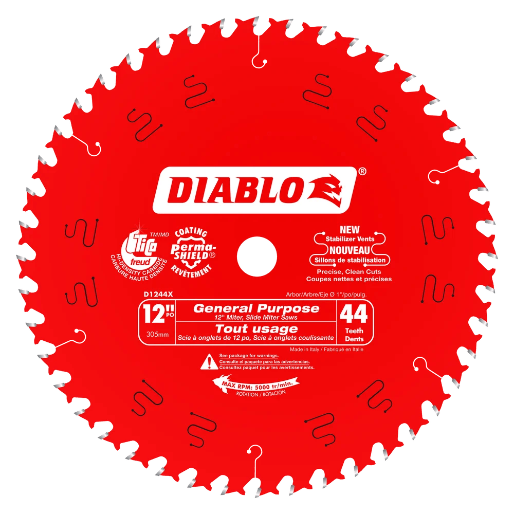 12 in. x 44 Tooth General Purpose Wood Saw Blade - 8 per Order