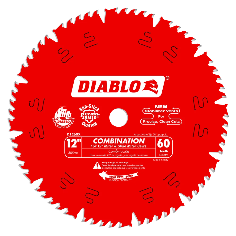 12 in. x 60 Tooth Combination Saw Blade - 5 per Order