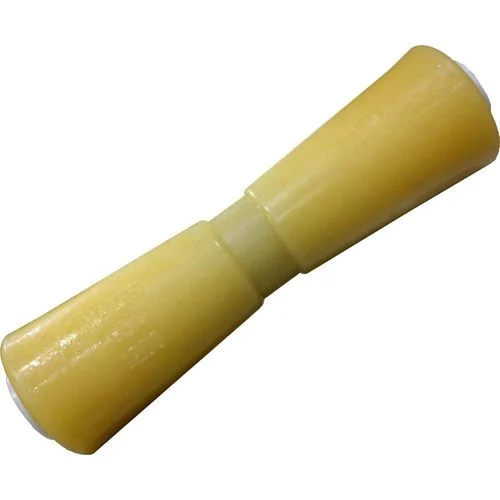 12" Wide Bracket Keel Roller Thermoplastic Rubber Yellow 5/8" Shaft