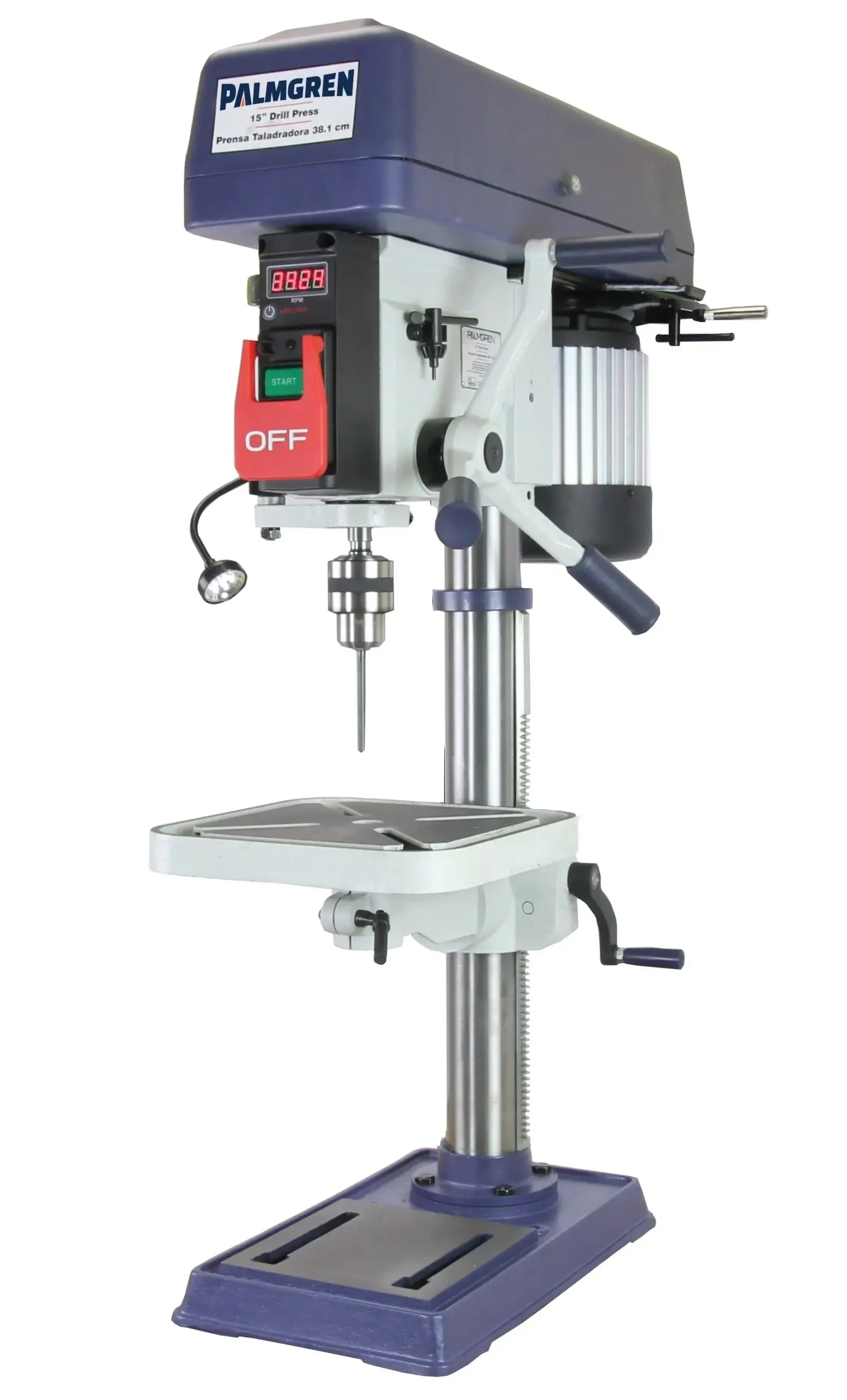 15" 16-Speed Floor Step Pulley Drill Press with LED Readout