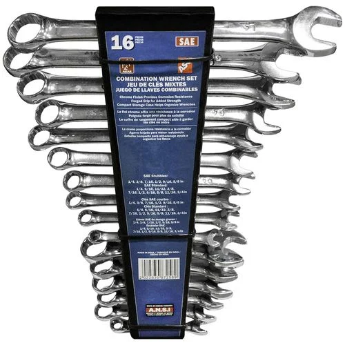 16 Piece Standard and Stubby SAE Wrench Set