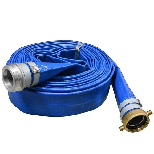 2" PVC Blue Pre-Coupled Lay Flat Discharge Hose 50'