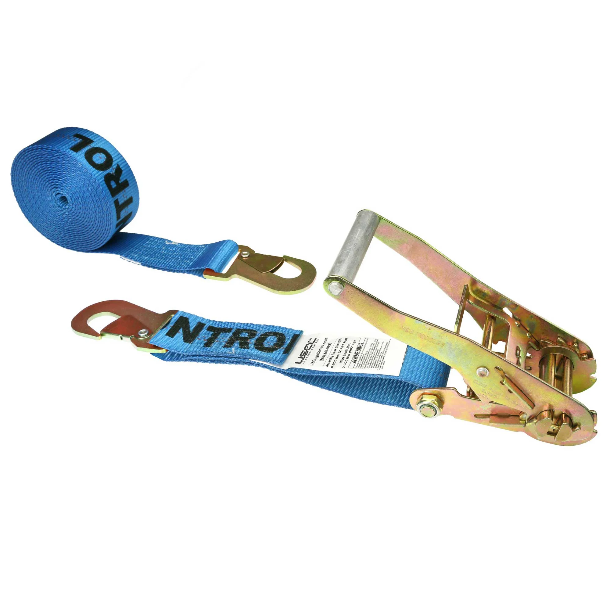 2" x 12' Car Tie Down Ratchet Strap with Flat Snap Hooks | Blue