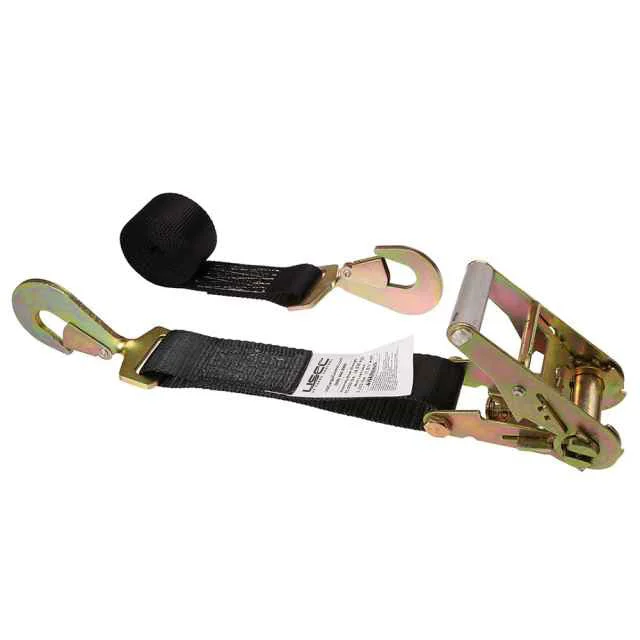 2" x 12' Car Tie Down Ratchet Strap with Twisted Snap Hooks | Black