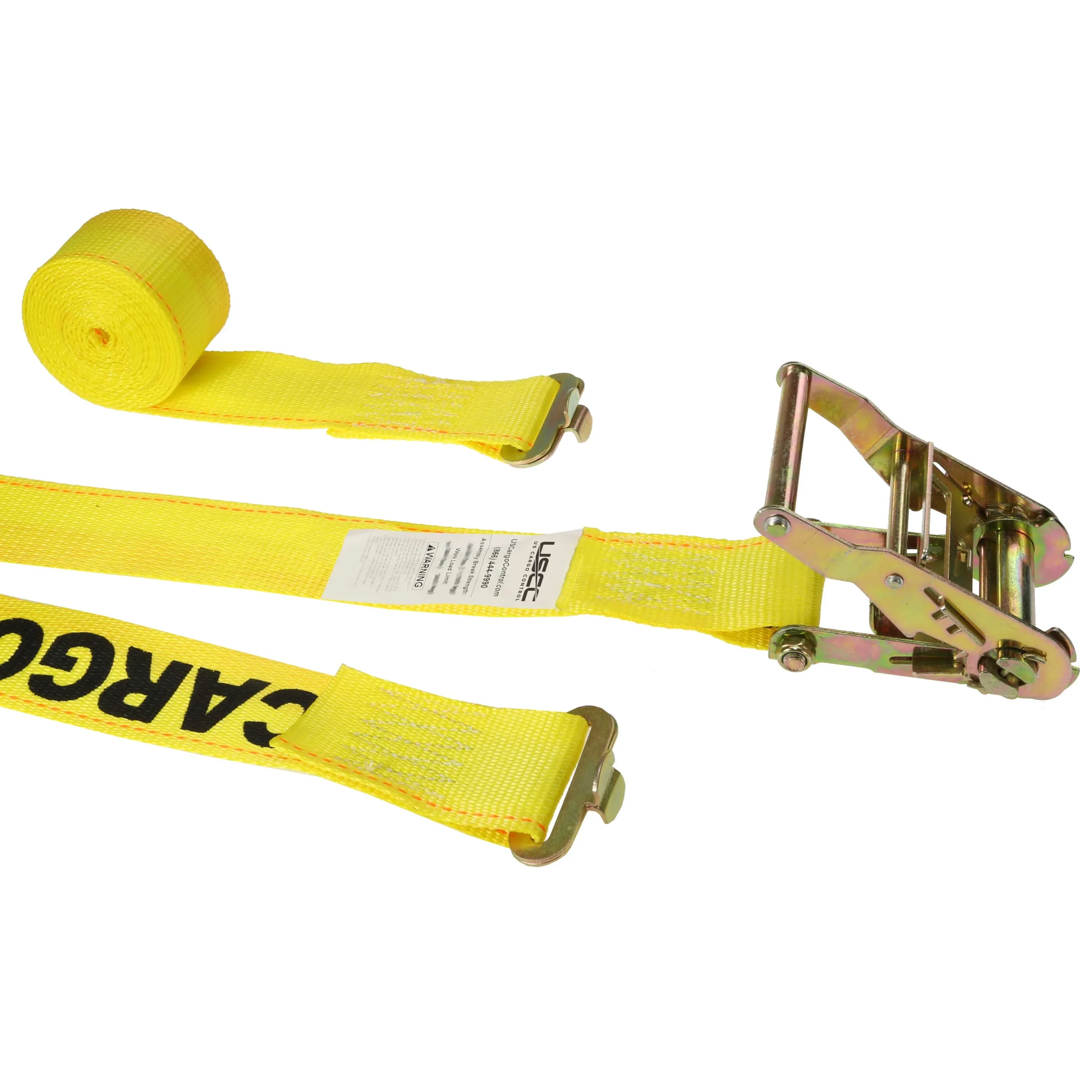 2" x 12' Ratchet Strap with Butterfly F-Track Fittings | Yellow