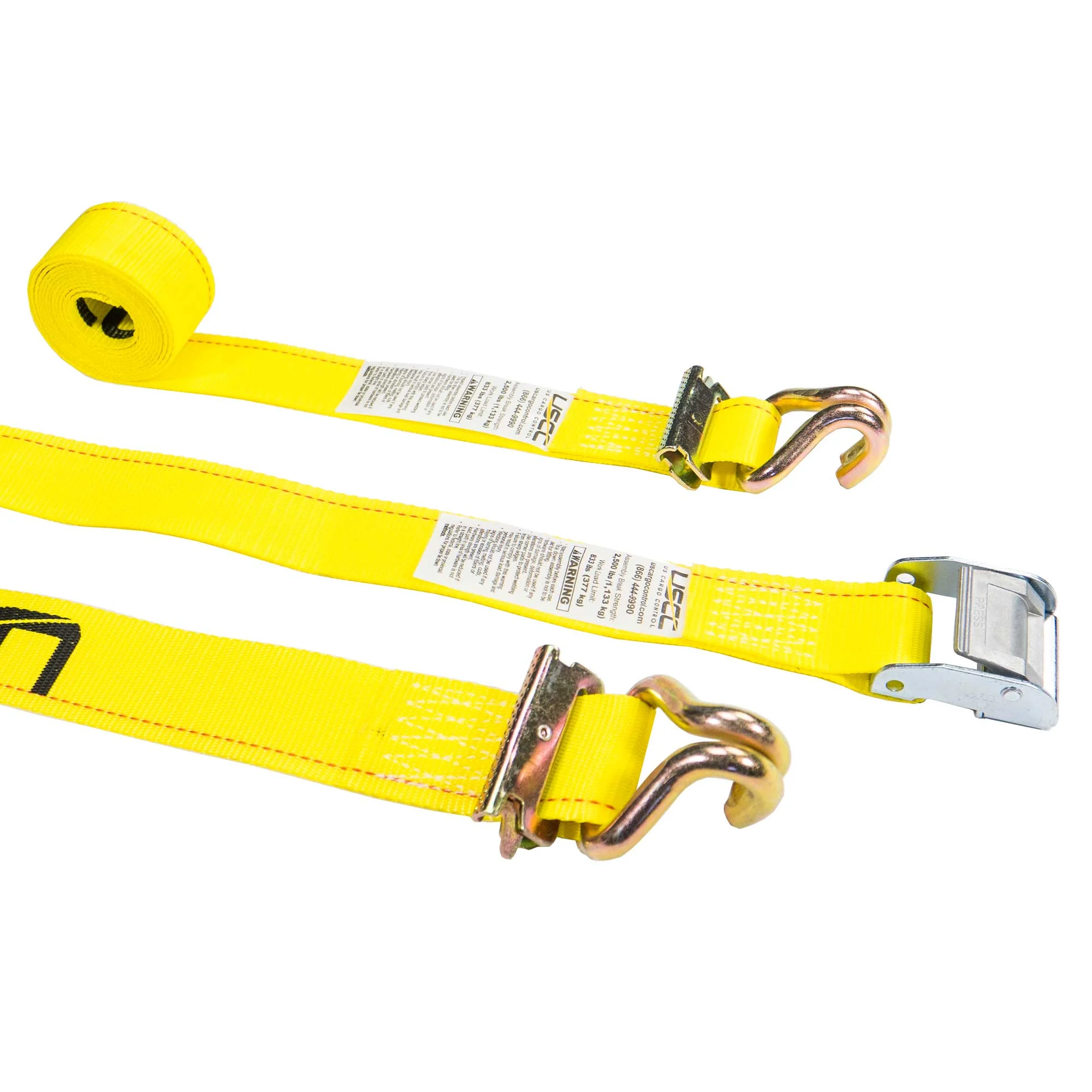 2'' x 12' Yellow E-Track Cam Buckle Strap | Wire Hooks & Spring E-Fittings