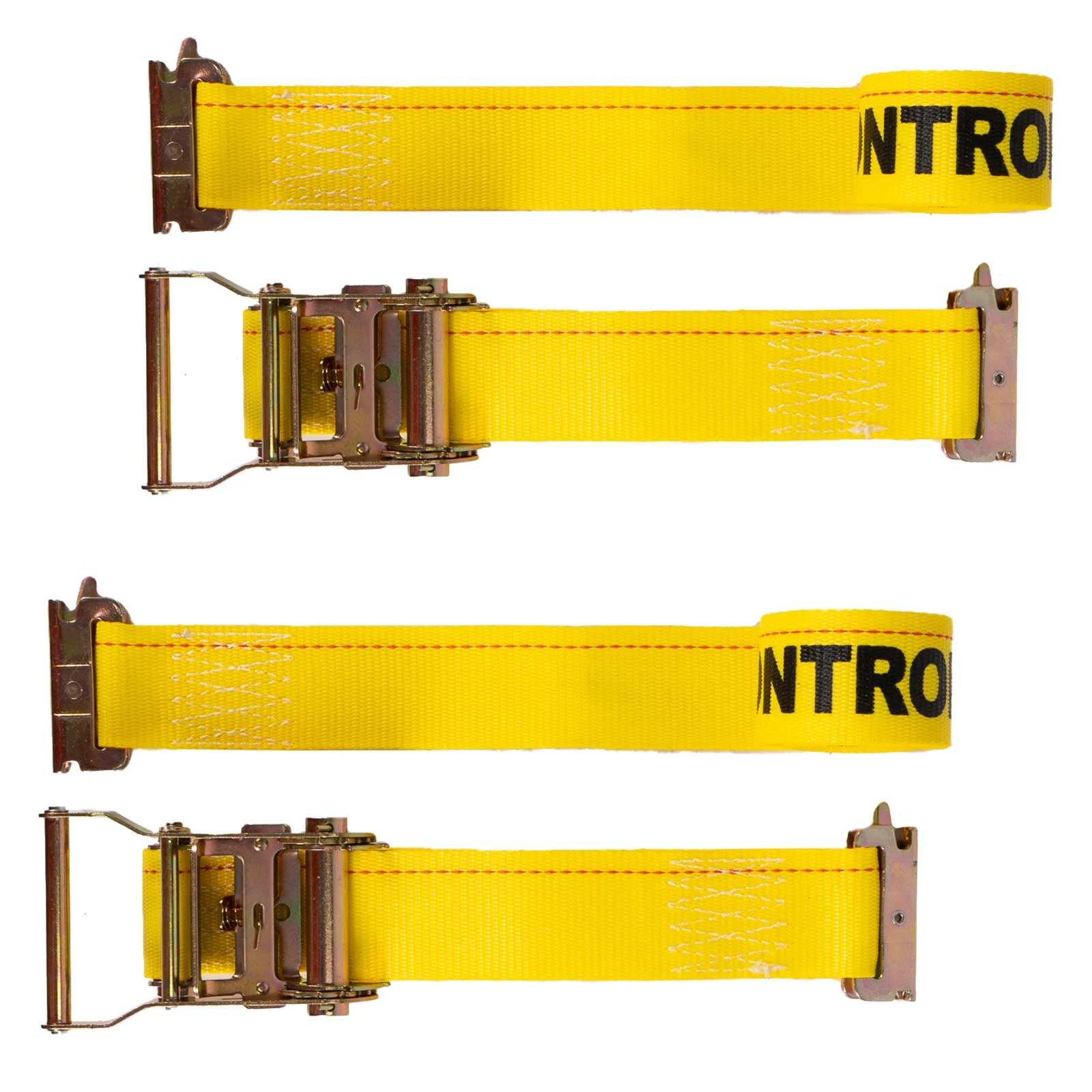 2" x 12' Yellow E-Track Ratchet Strap | Standard 4' Fixed End | 2-Pack