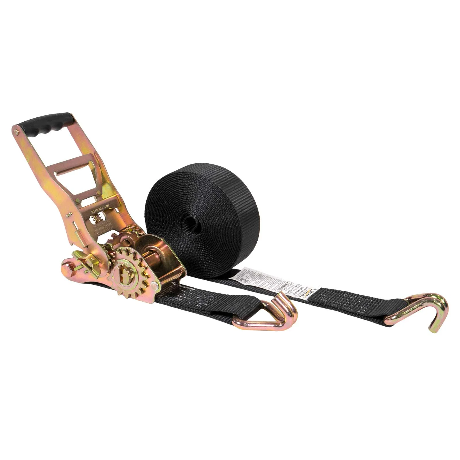 2" x 18' Gear-Driving Reverse-Action Ratchet Strap with Wire Hooks | Black