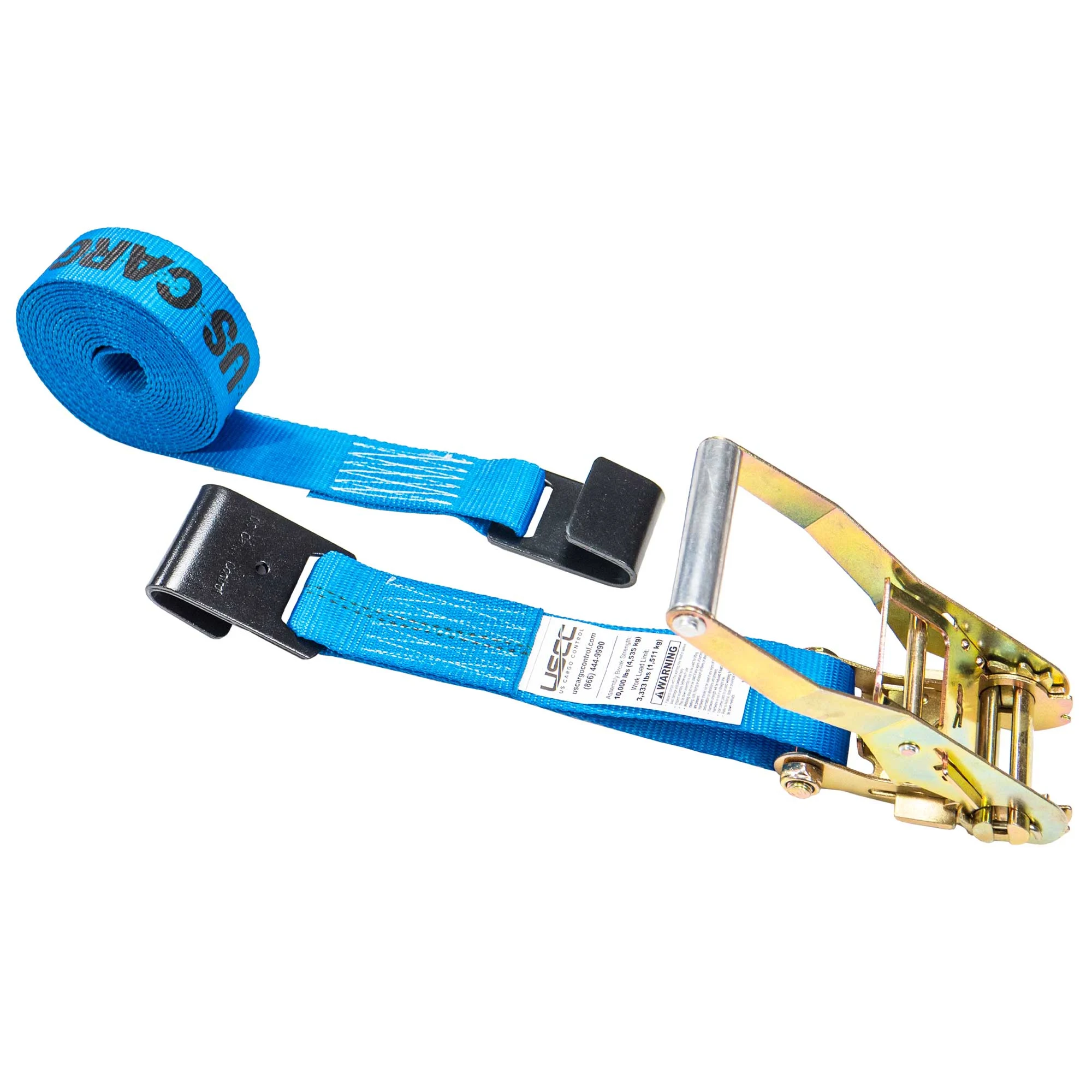 2" x 18' Ratchet Strap with Flat Hooks | Blue