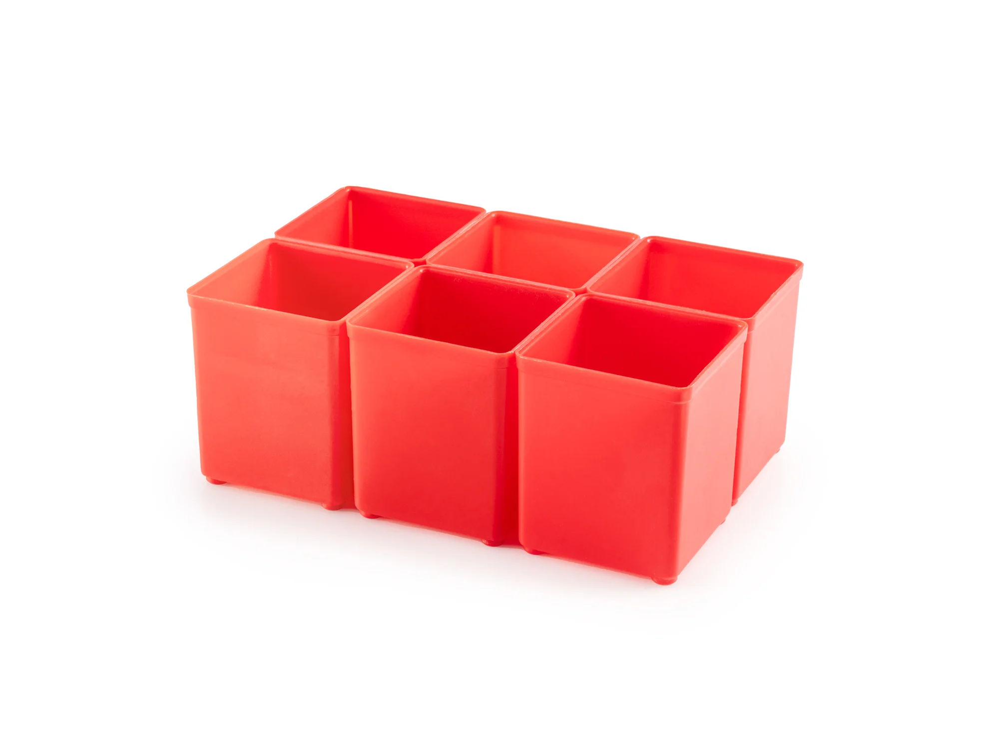 2 x 2 Inch Deep Organizer Bin Set, 6-Piece (Red)
