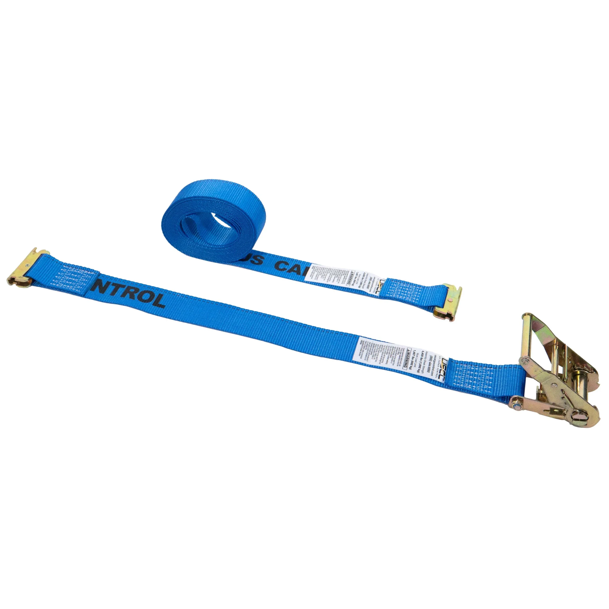 2" x 20' Blue E-Track Ratchet Strap | 2' Fixed End