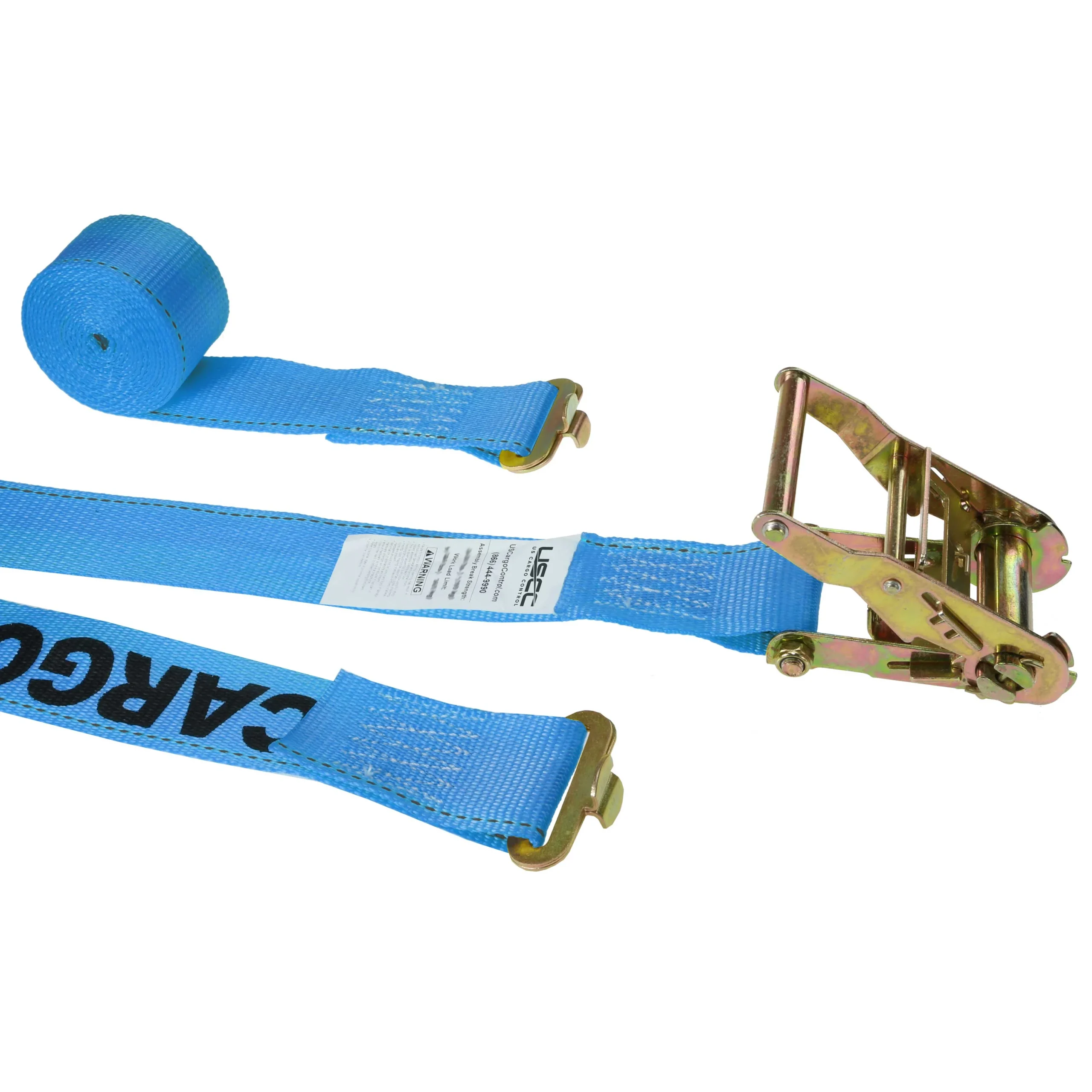 2" x 20' Ratchet Strap with Butterfly F-Track Fittings | Blue