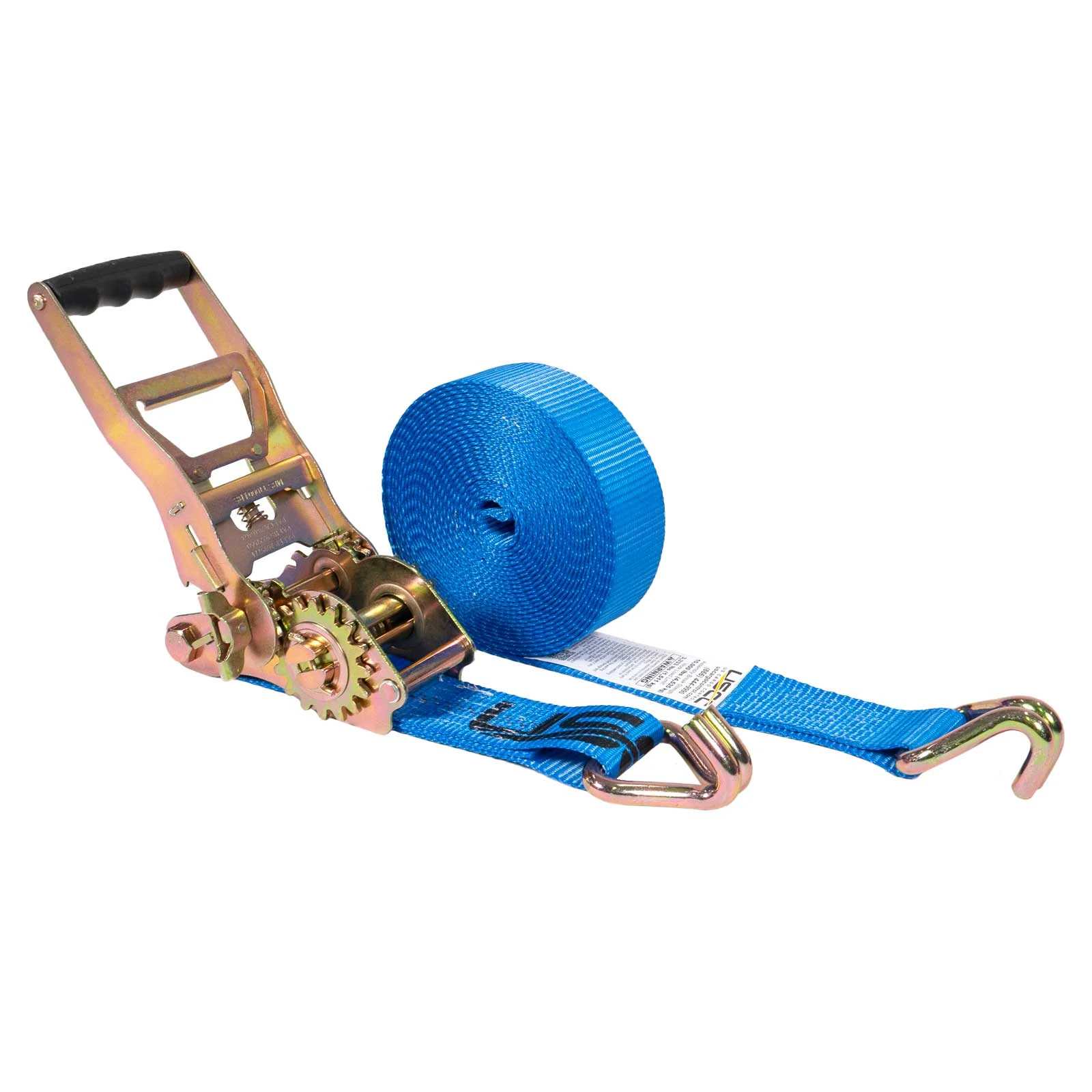 2" x 30' Gear-Driving Reverse-Action Ratchet Strap with Wire Hooks | Blue