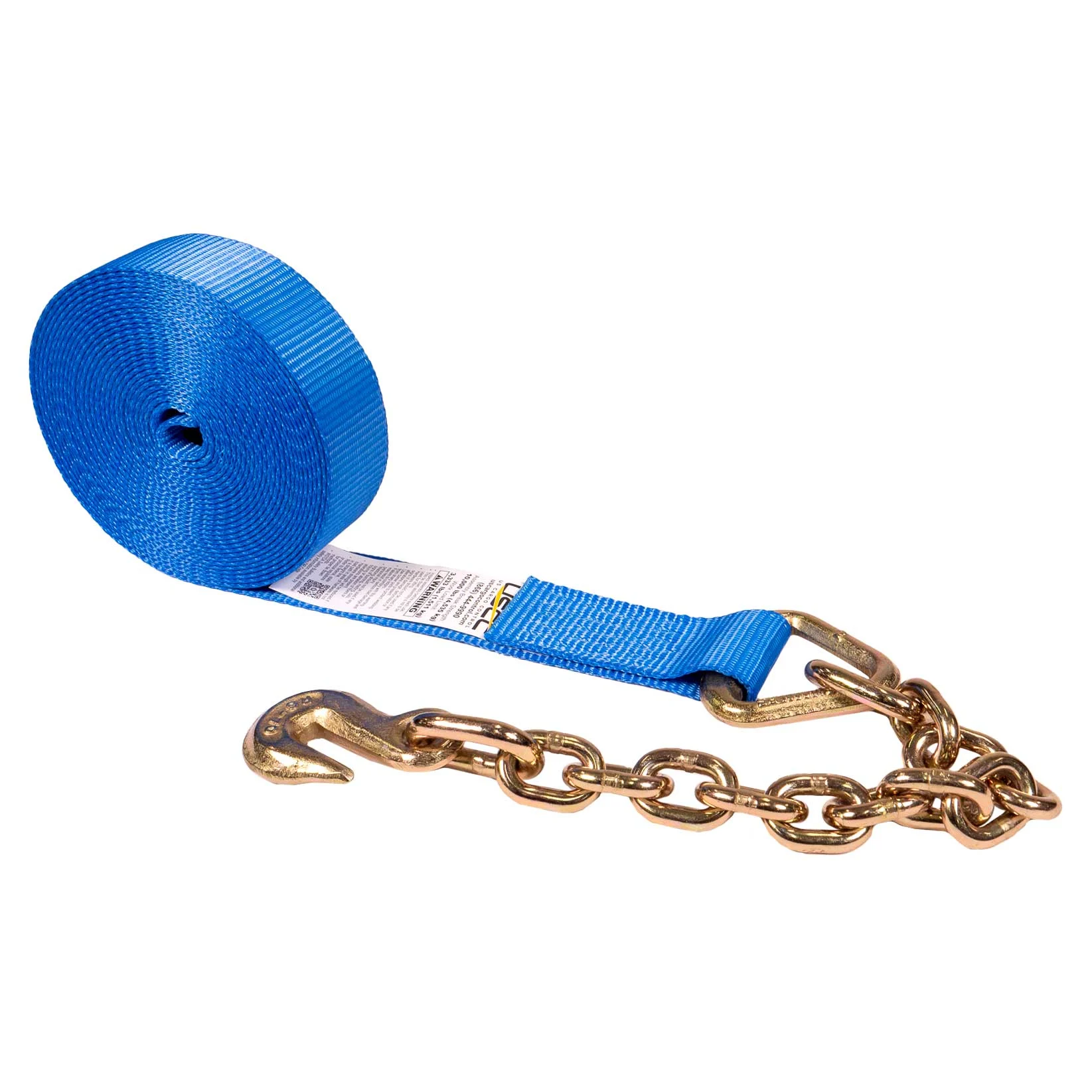 2" x 30' Winch Strap with Chain Extension | Blue