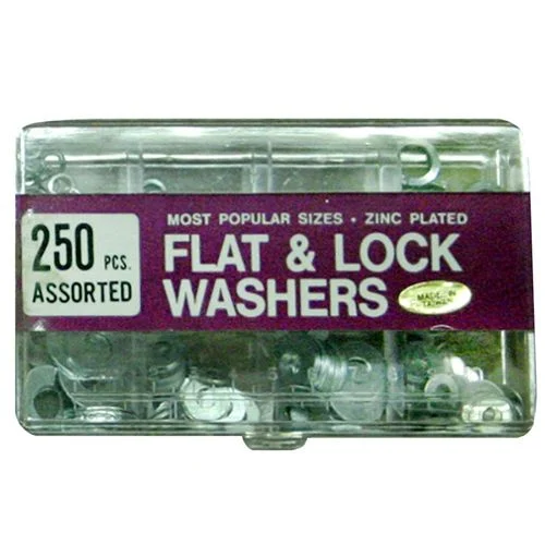 250 Piece Assorted Flat and Lock Washers