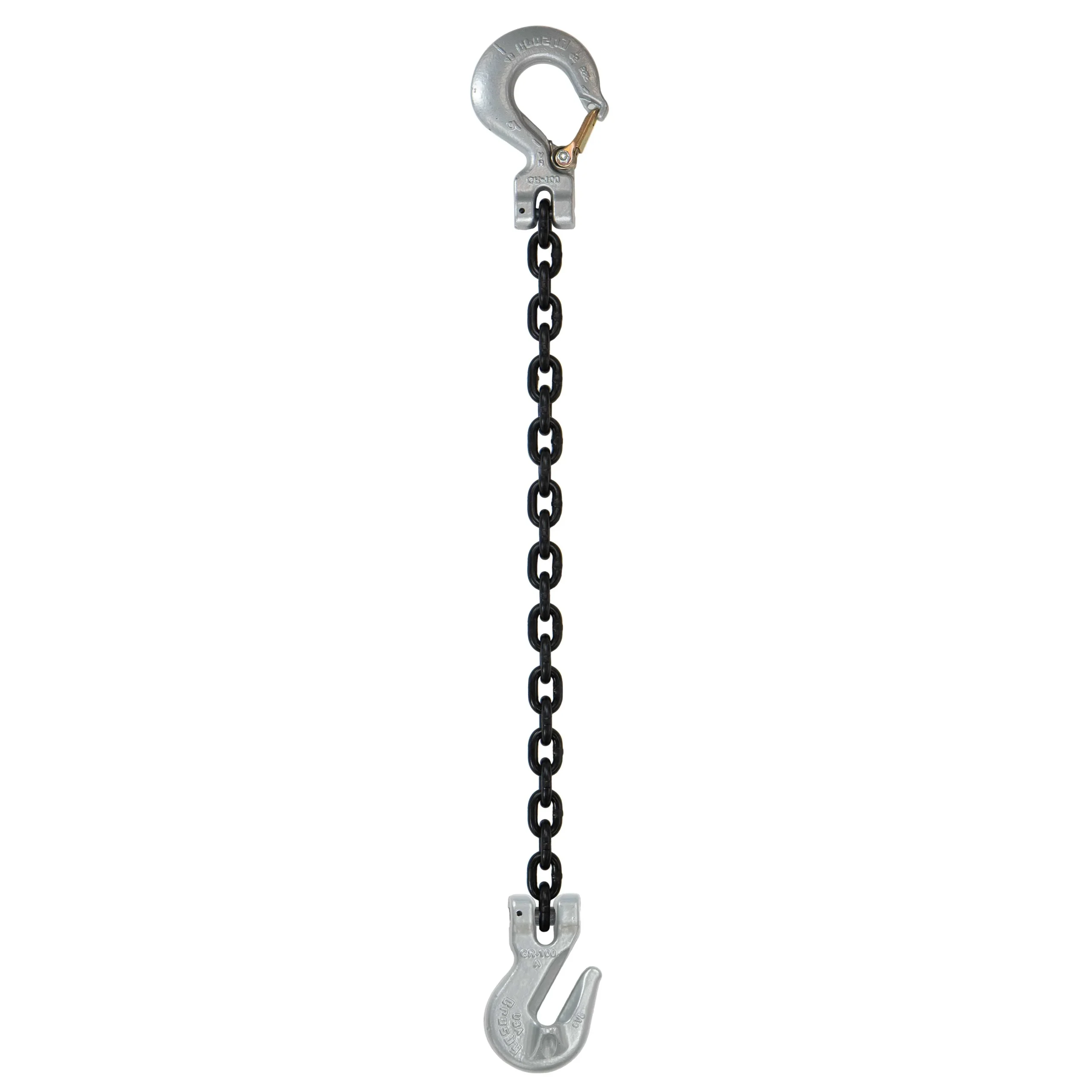 3/8" x 12' Domestic Single Leg Chain Sling with Crosby Grab & Sling Hooks - Grade 100
