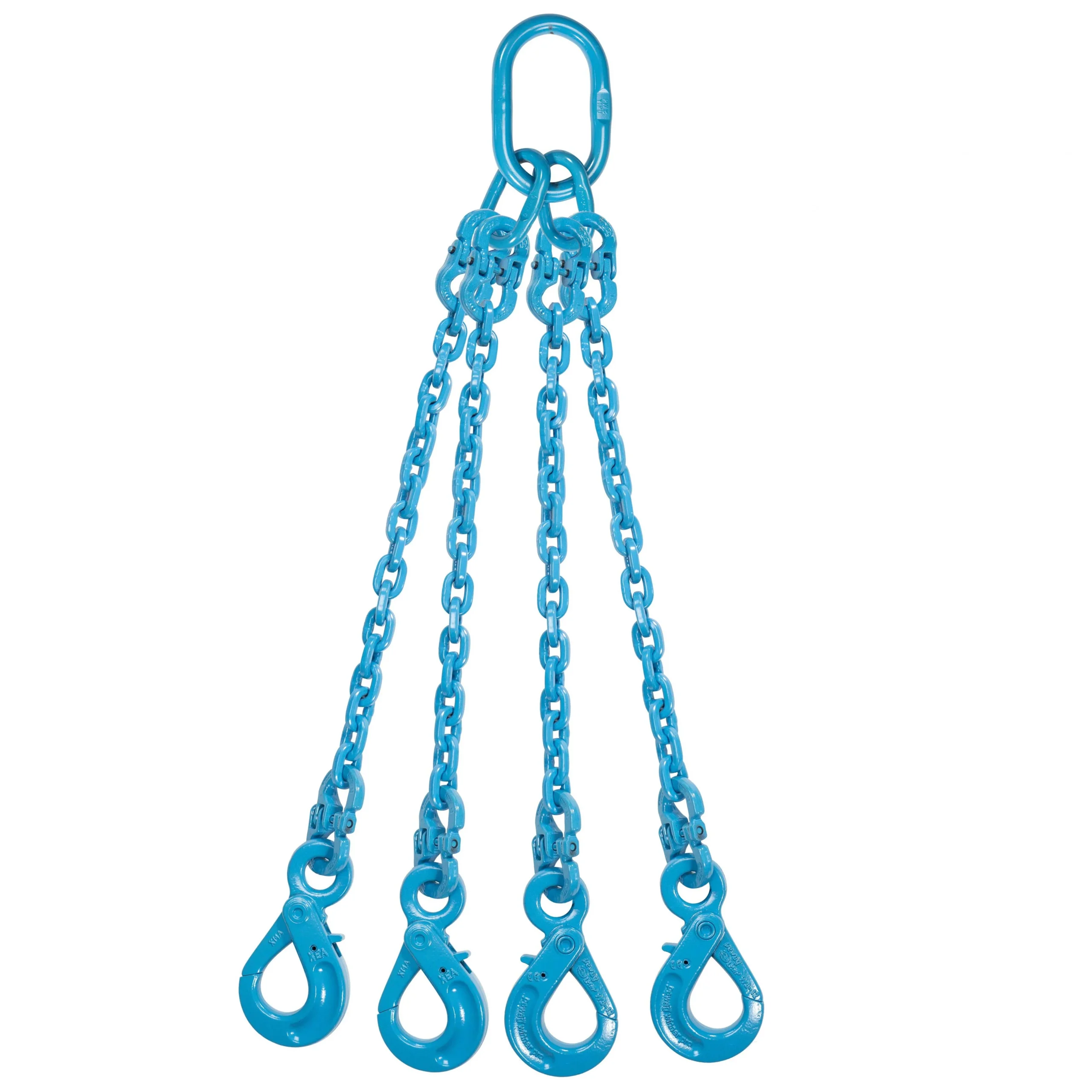 3/8" x 3' Pewag 4 Leg Chain Sling w/ Self-Locking Hooks - Grade 120