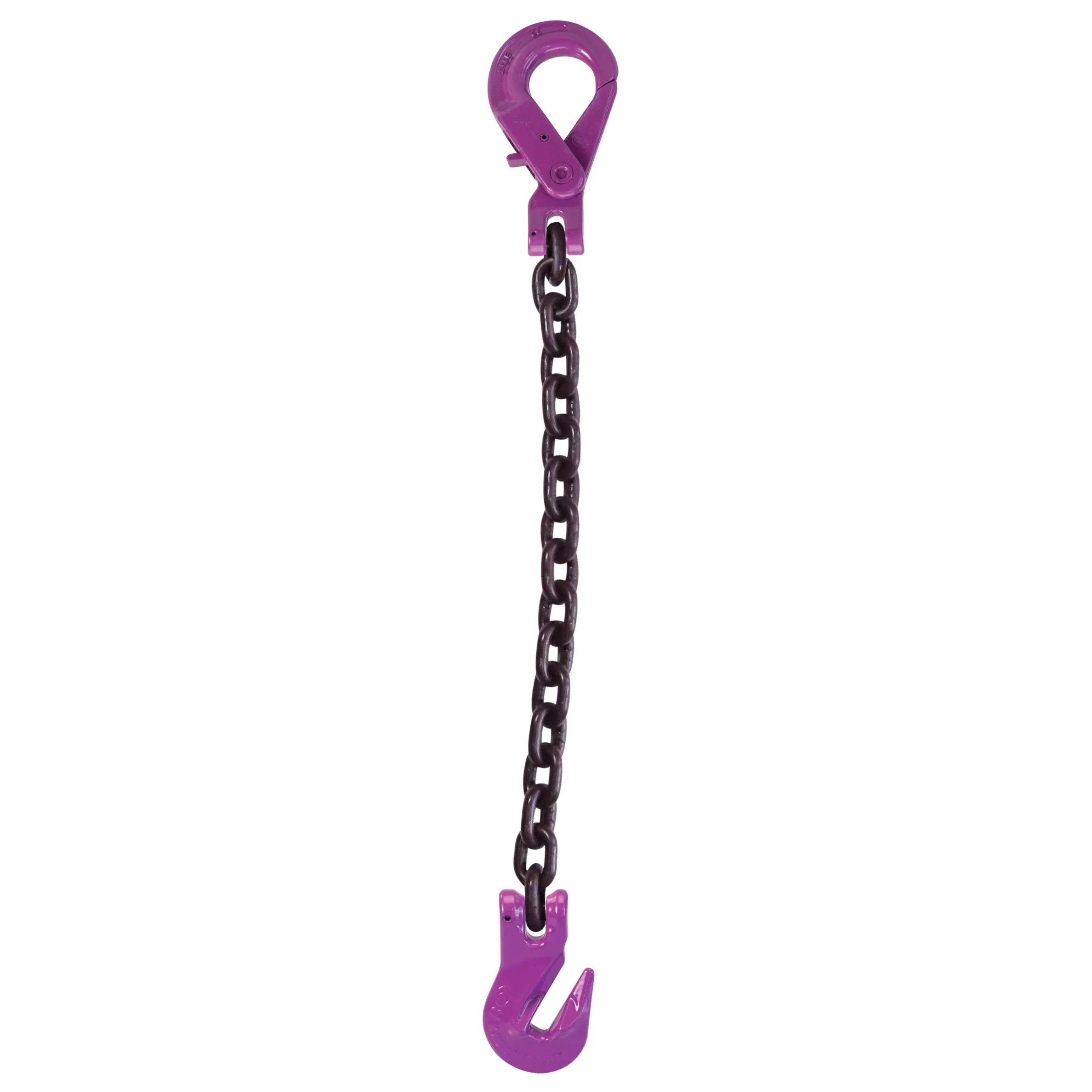 3/8" x 5' Single Leg Chain Sling w/ Grab & Self-Locking Hooks - Grade 100