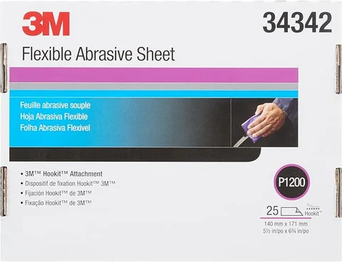 3M 5.5" X 6.8" P1200 Flexible Abrasive Hookit Sheet (34342)
