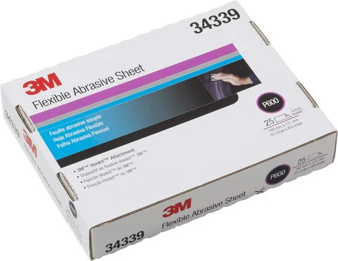 3M 5.5" X 6.8" P600 Hookit Flexible Abrasive Hand Sheet 270J (34339)