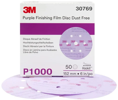 3M 6" P1000 Dust-Free Hookit Purple Finishing Film Disc (30769)
