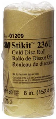 3M 6" P180 Stikit Gold Abrasive Disc Roll 236U (1209)