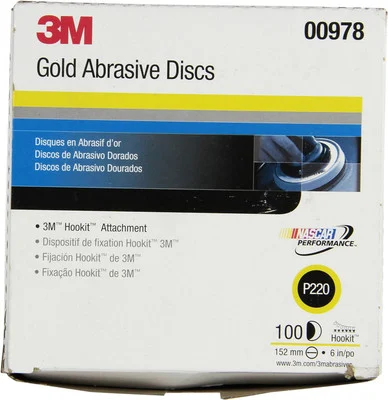 3M 6" P220A Hookit Gold Disc 216U (978)
