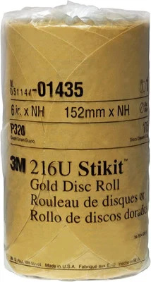3M 6" P320 Stikit Gold Abrasive Disc Roll 216U (1435)