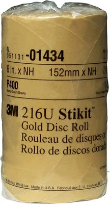 3M 6" P400A Stikit Gold Abrasive Disc Roll 216U (1434)
